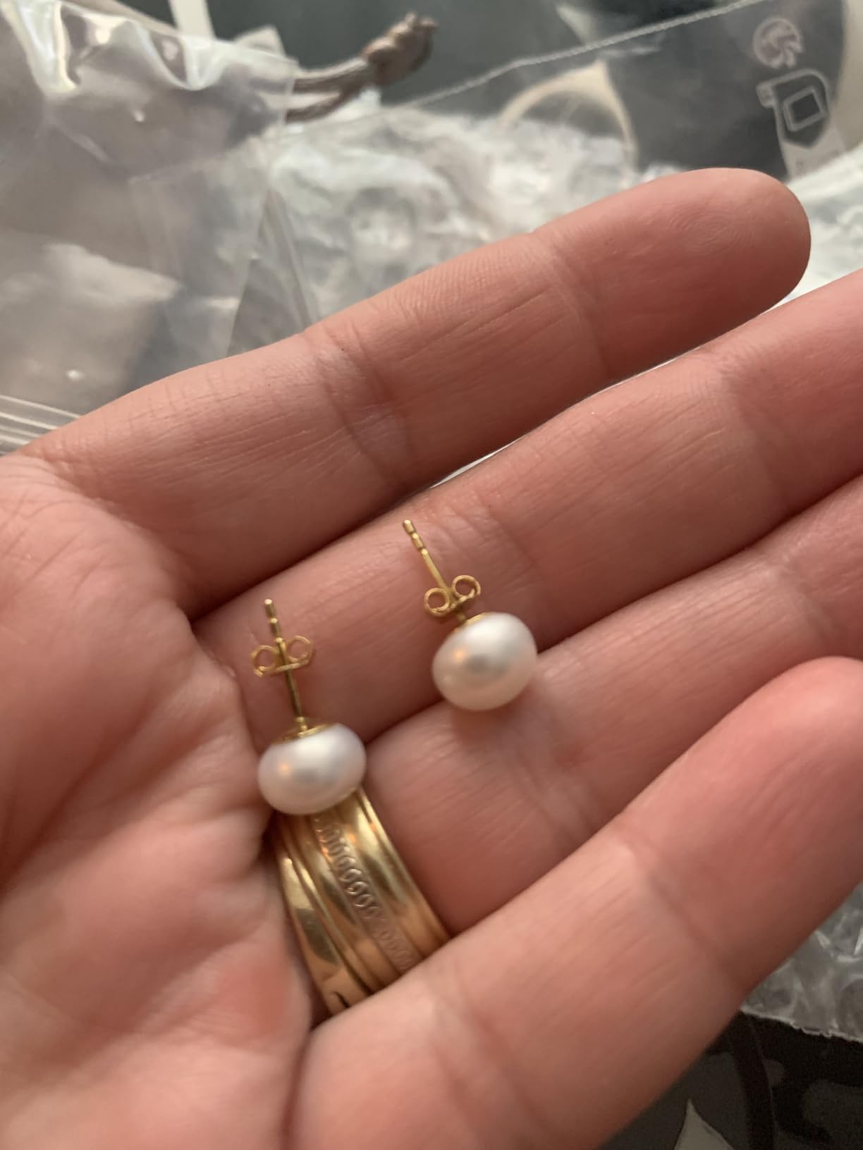 NKlaus JEWELLERY Perlen Ohrstecker 585 Gelbgold 8mm Süßwasser