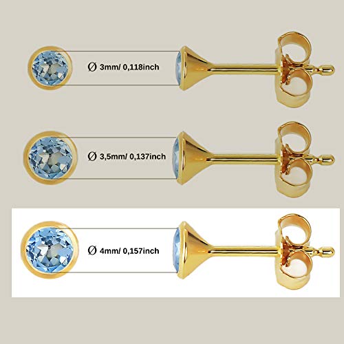 NKlaus JEWELLERY Ohrstecker Blautopas 333 Gold klein