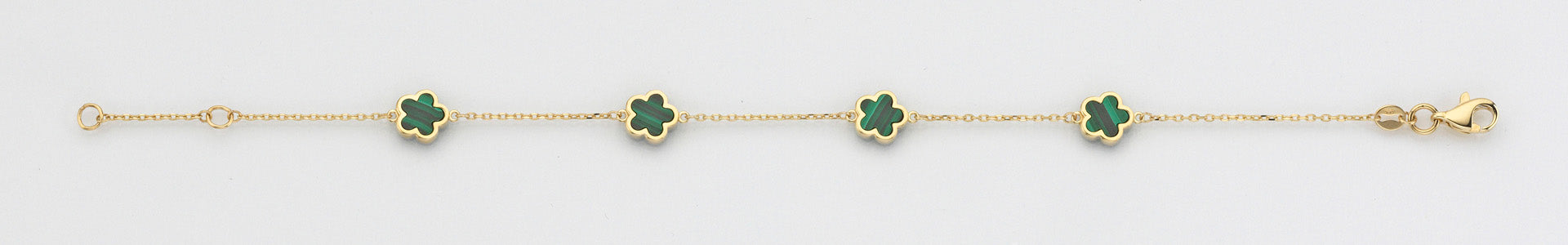 Eugen Rühle Armbänder Armband 4 Malachit 7mm Goldarmband 585 Gelbgold