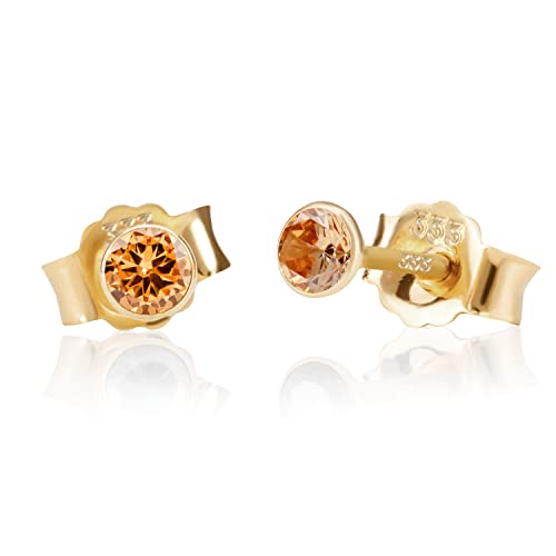 NKlaus Jewellery Ohrstecker 333 Gelbgold Zirkonia Ohrringe 3,0 mm