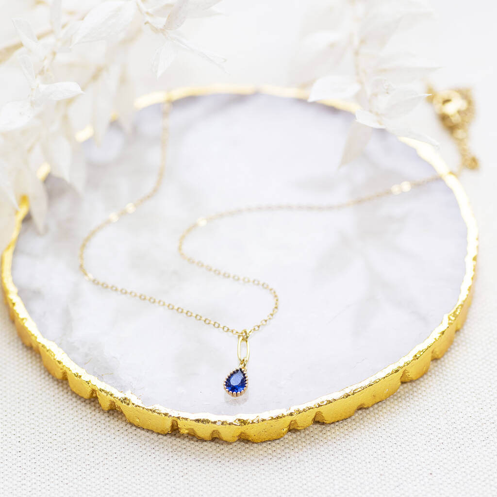 Joy by Corrine Smith September Halskette Gold Saphir Anhänger