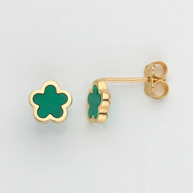 Eugen Rühle Ohrschmuck Malachit 7mm Ohrringe 585 Gelbgold