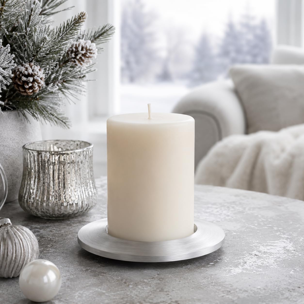 NKlaus CANDLE HOLDER Kerzenteller Alu matt 5cm rund