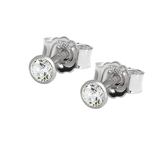 NKlaus Jewellery 333 Weißgold Ohrstecker Paar weißer Zirkonia