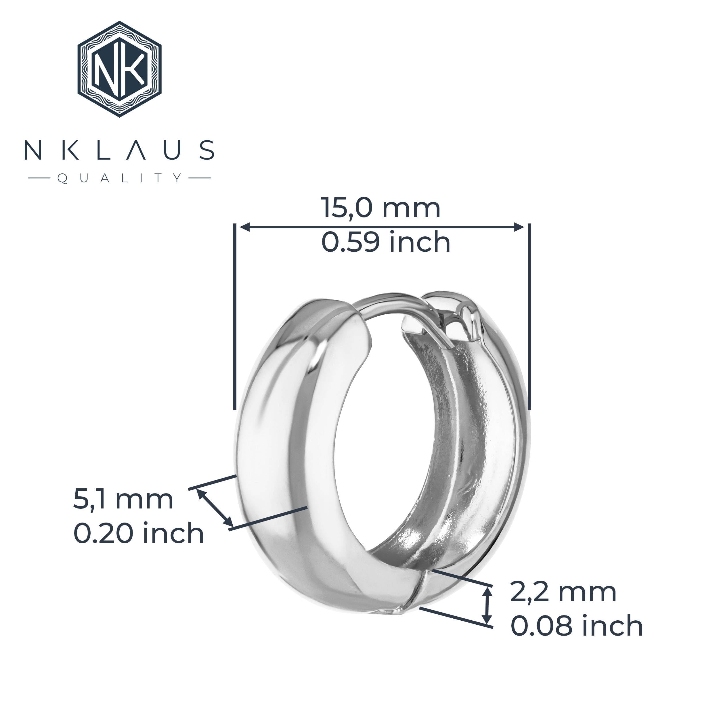 NKlaus Jewellery Klappcreolen 333 Weißgold 15x5,1 mm