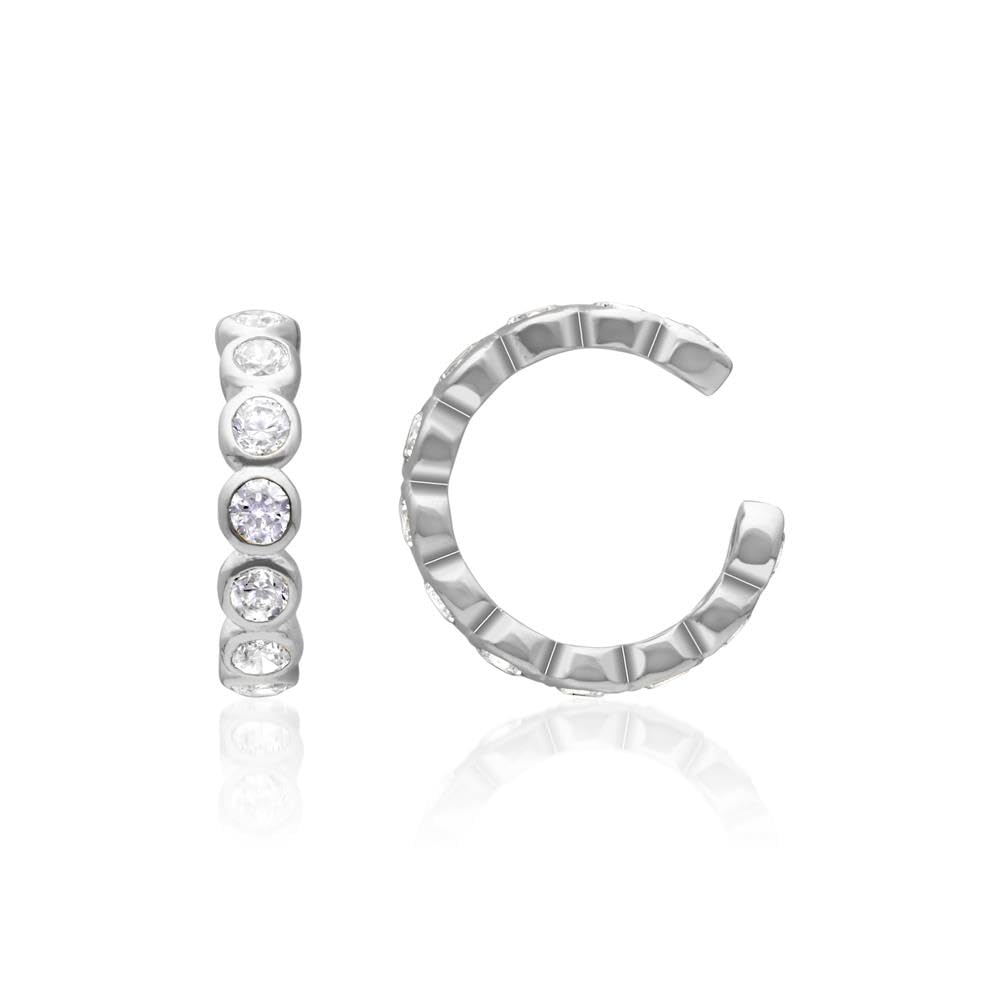 JEWLIX Ohrstecker Ear Cuffs Zirkonia 925 Silber Weiß Paar