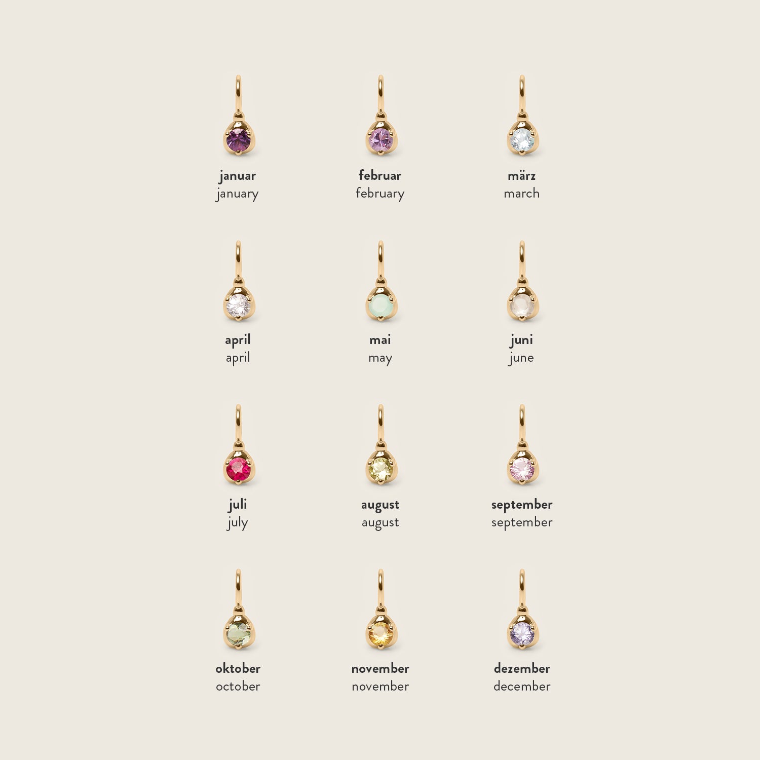 Stilnest Mini Birthstone Kette 585 Gold 45cm