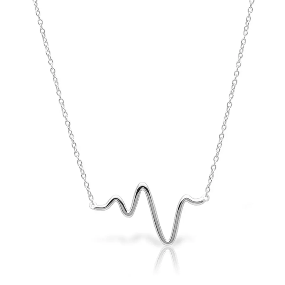 JEWLIX Heartbeat Kette 925er Silber Anhänger gezackt