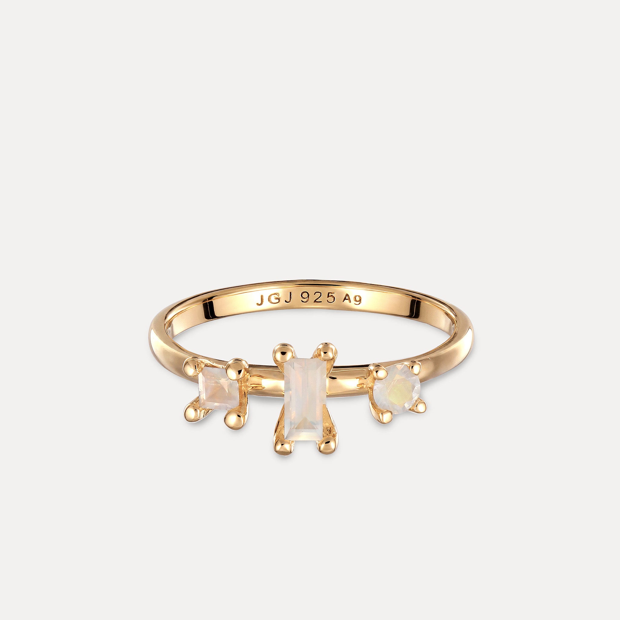 Stilnest Trinity Mondstein Ring Gold 3 Steine Gr.52
