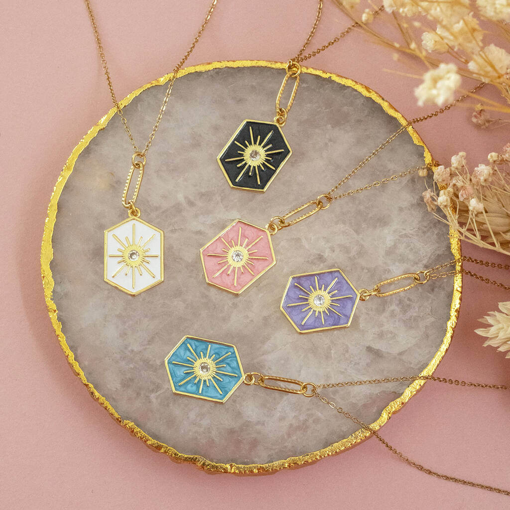 Joy by Corrine Smith Hexagon Star Halskette Gold Emaille