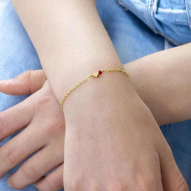 Joy by Corrine Smith Tiny Gold Heart Armband Gold Geburtsstein