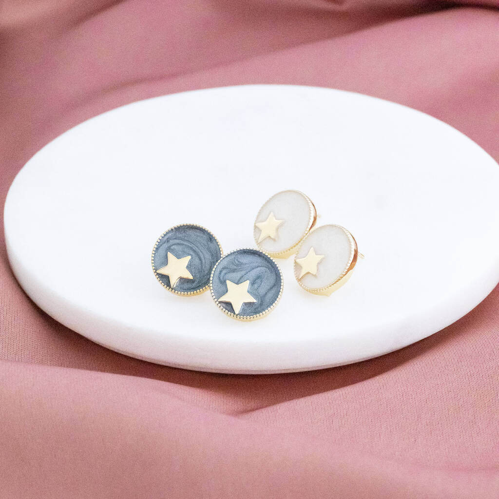 Joy by Corrine Smith Star Circle Ohrstecker Gold Emaille