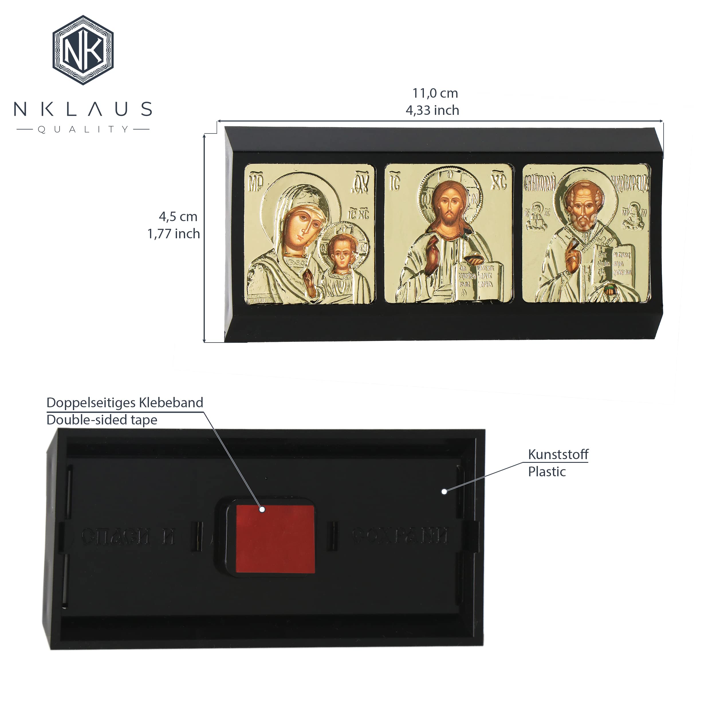 NKlaus Auto-Triptychon 11329 Kunststoff Ikone 11 cm