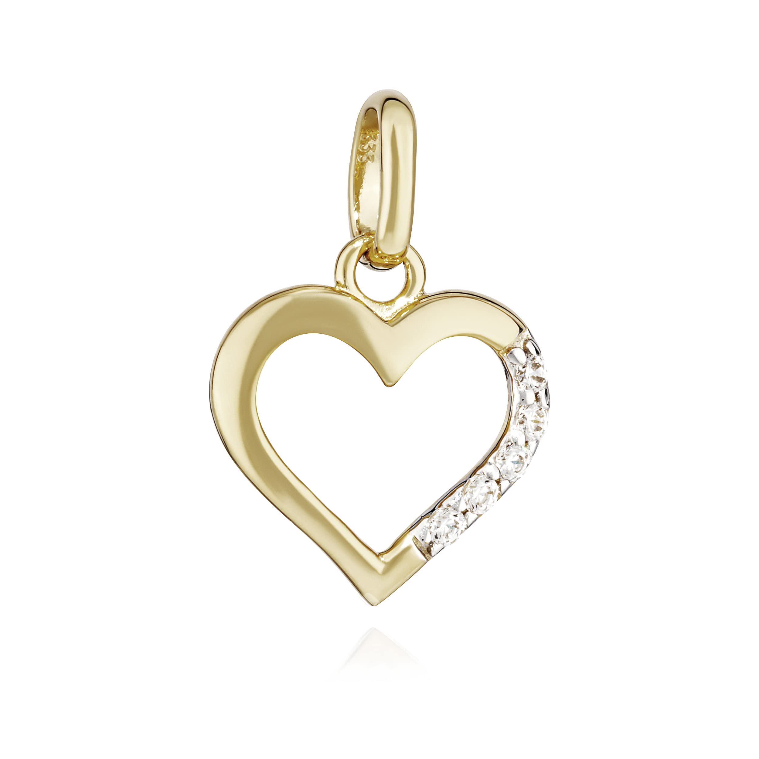 NKlaus Herz-Kettenanhänger 11x10mm Anhänger 333 Gelbgold weiß