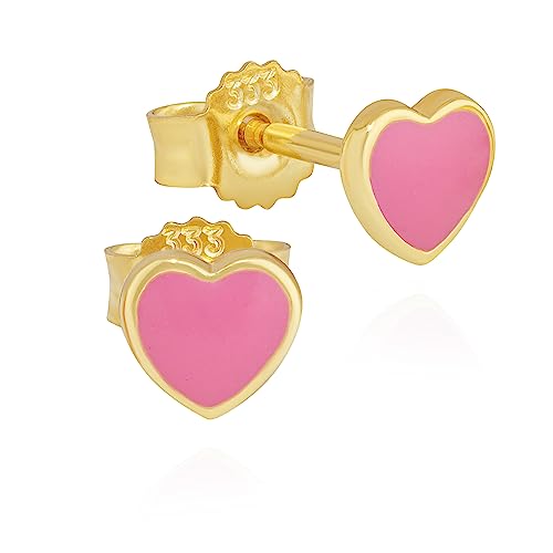 NKlaus Jewellery Ohrstecker Herz 333 Gelbgold Zirkonia
