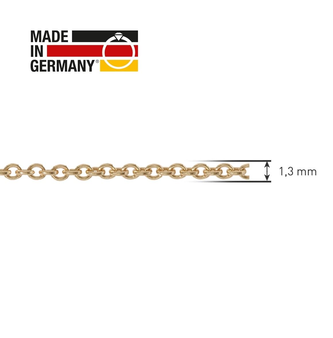 trendor 21835 Halskette Silber vergoldet Ankerkette 1,3 mm 40 cm