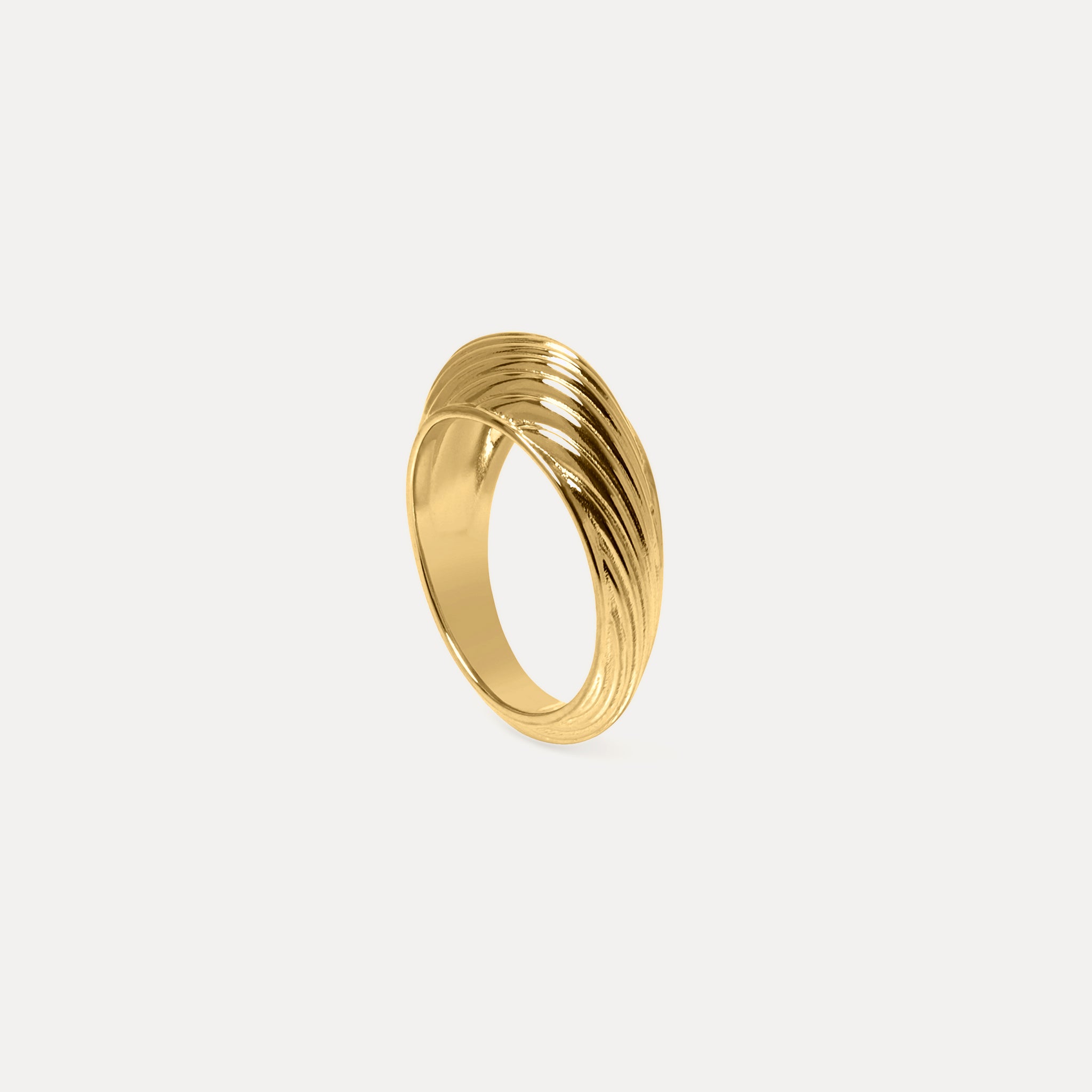 Stilnest Rings Ribbed Bombé Ring 24k Gold Gr. 52