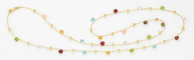 Eugen Rühle Colliers Long Collier Farbsteine 85cm Kette 750 Gold