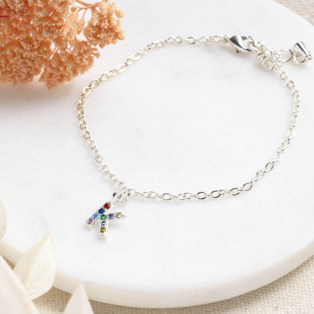 Joy Rainbow Initial Armband Gold Zirkonia Buchstabe