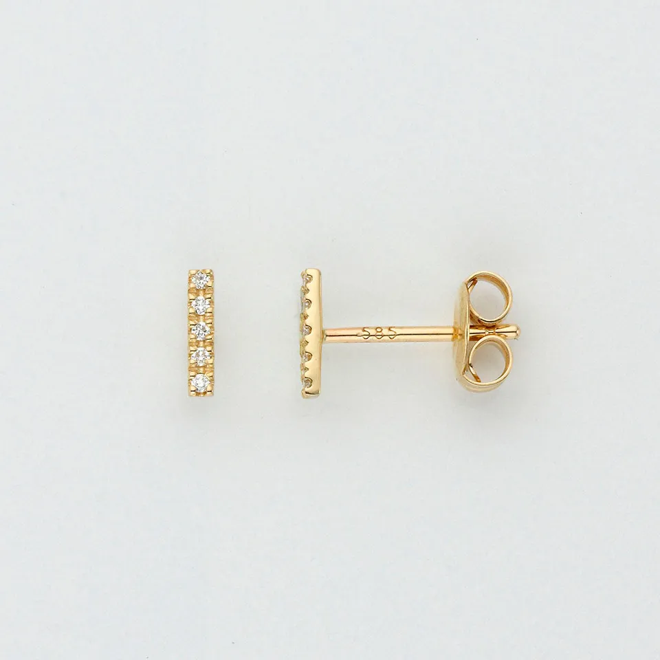 Eugen Rühle Stäbchen Ohrstecker Ohrringe Brillant 0,03ct 585 Gelbgold
