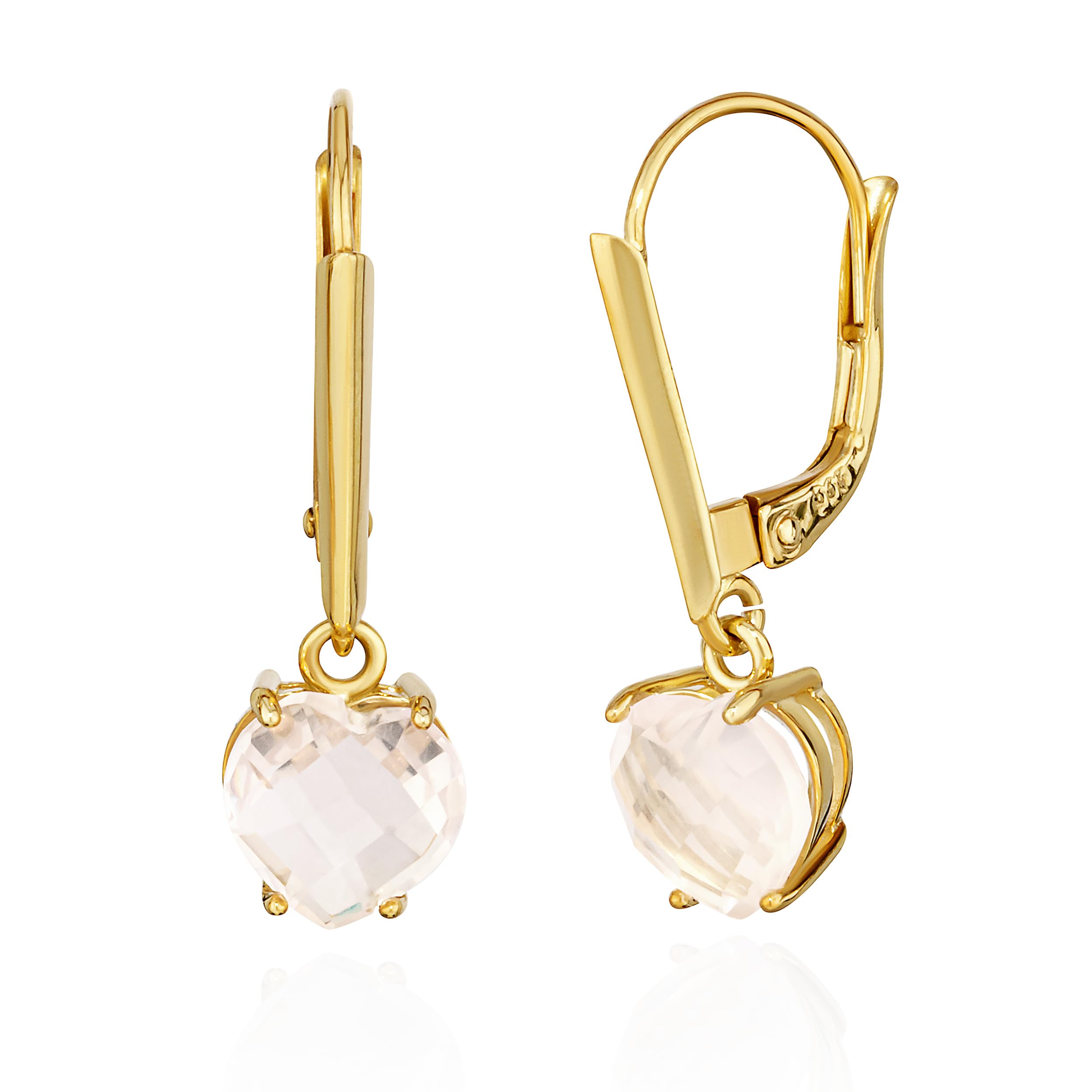 NKlaus Jewellery Herz Ohrhänger Rosenquarz 333 Gelbgold
