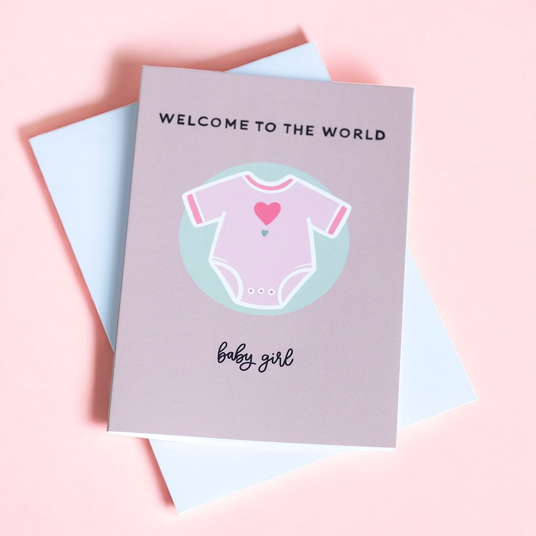 Joy by Corrine Smith New Baby Girl Karte A6 Rosa