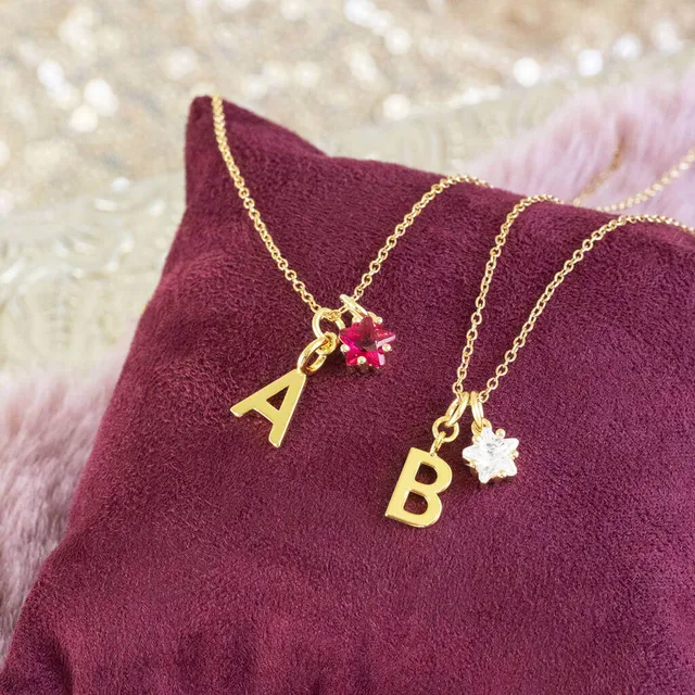 Joy by Corrine Smith Initial Birthstone Stern Halskette Gold