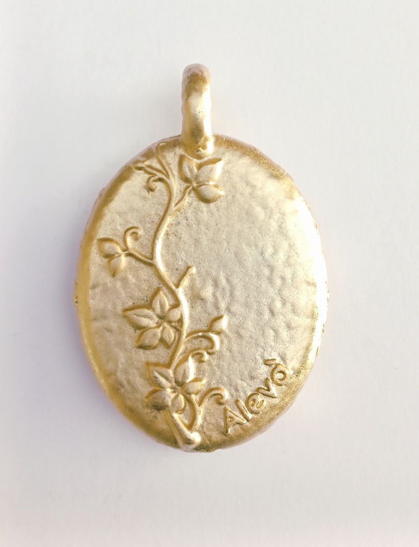 Alevá Bijoux Cammei Cammeo Anhänger Gold Grau mit Band 1 m