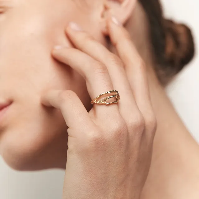 Stilnest Mater Embrace Ring 585 Gold Ring Größe 52 strukturiert