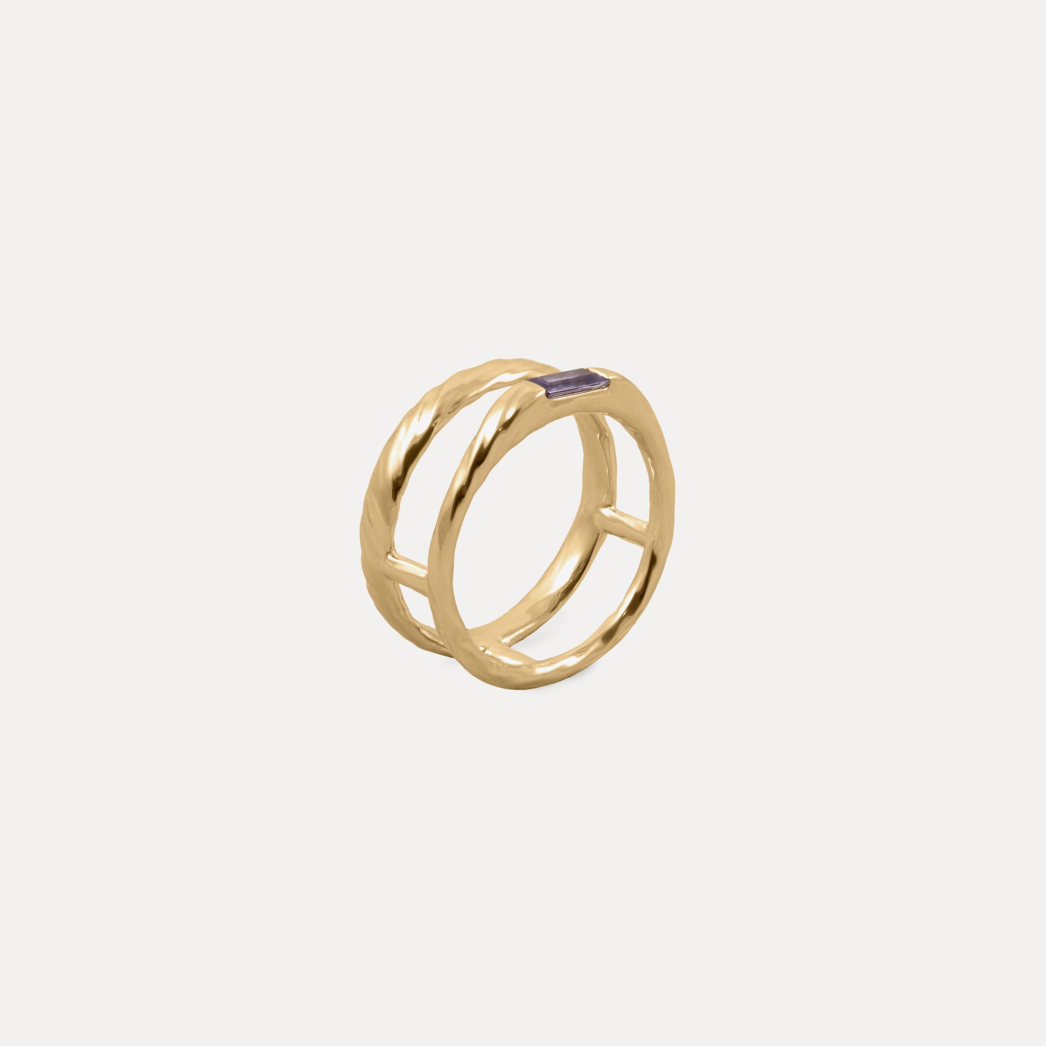 Stilnest Iolith Baguette Double Ring 585 Gold 56
