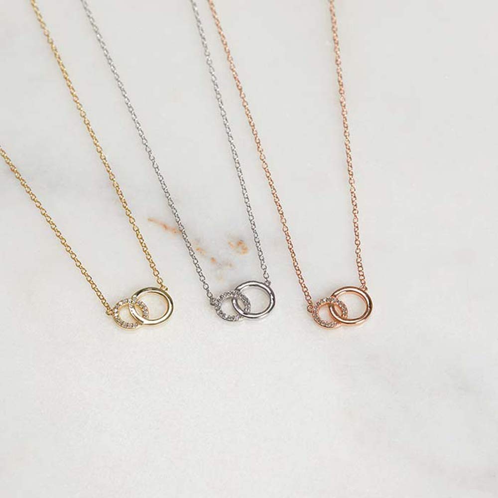 JEWLIX Kreise Kette 925er Silber Zirkonia Gold Damenhalskette