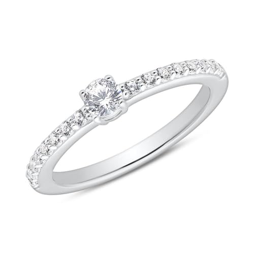 JEWLIX Verlobungsring 925 Silber Zirkonia Schiene 58