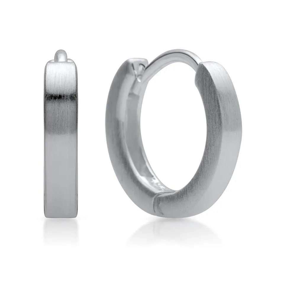 JEWLIX Ohrstecker Mattierte 925 Silber Creolen Ohrringe