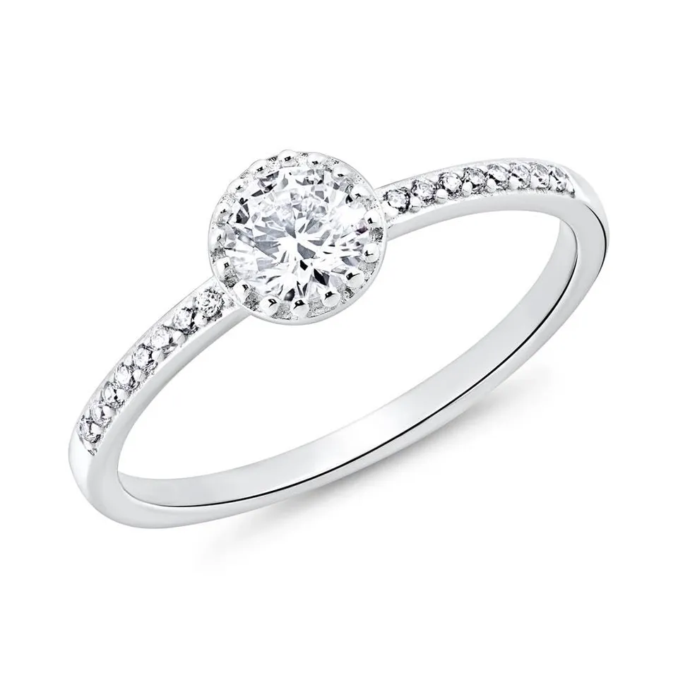 JEWLIX Verlobungsring 925 Silber Zirkonia Ring 52mm