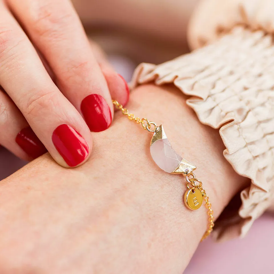 Joy by Corrine Smith Halbmond Armband Gold Rosenquarz