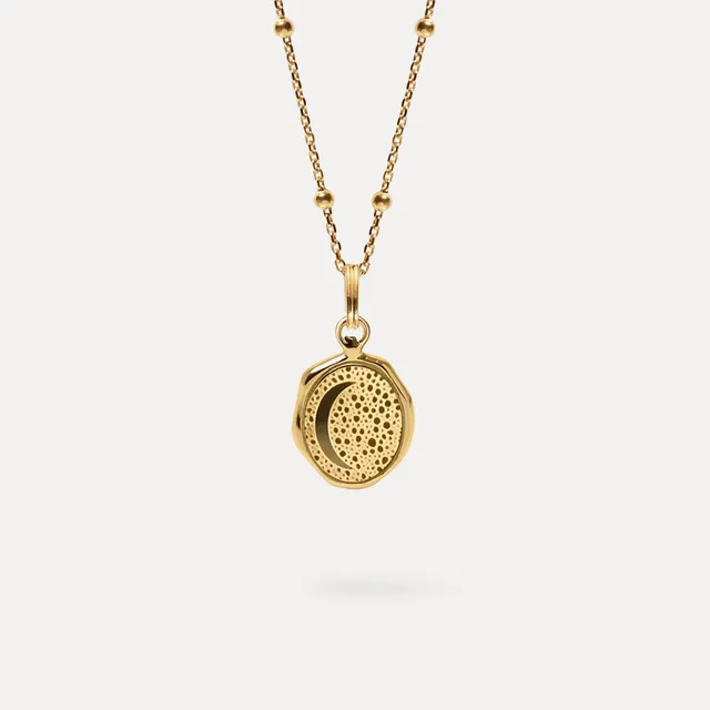 Stilnest Moon Seal Kette Gold Vermeil Anhänger 45cm