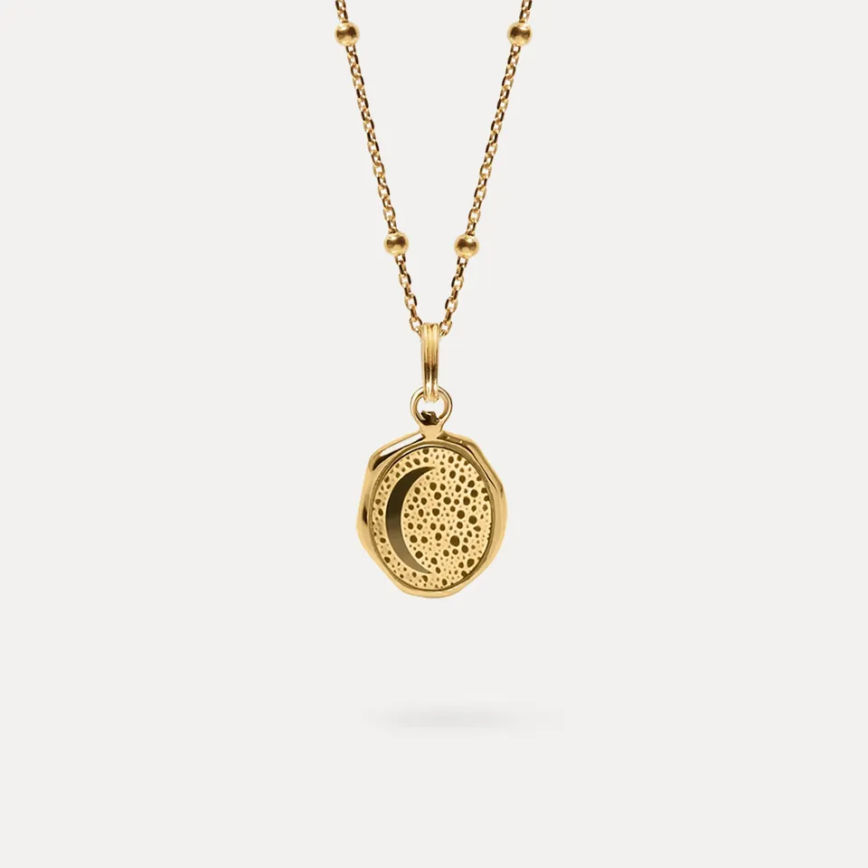 Stilnest Moon Seal Kette Gold Vermeil Anhänger 45cm