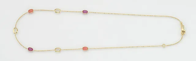 Eugen Rühle Colliers Rubin Rosaopal Halskette 585 Gelbgold