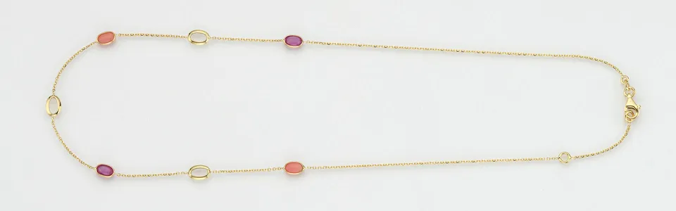 Eugen Rühle Colliers Rubin Rosaopal Halskette 585 Gelbgold