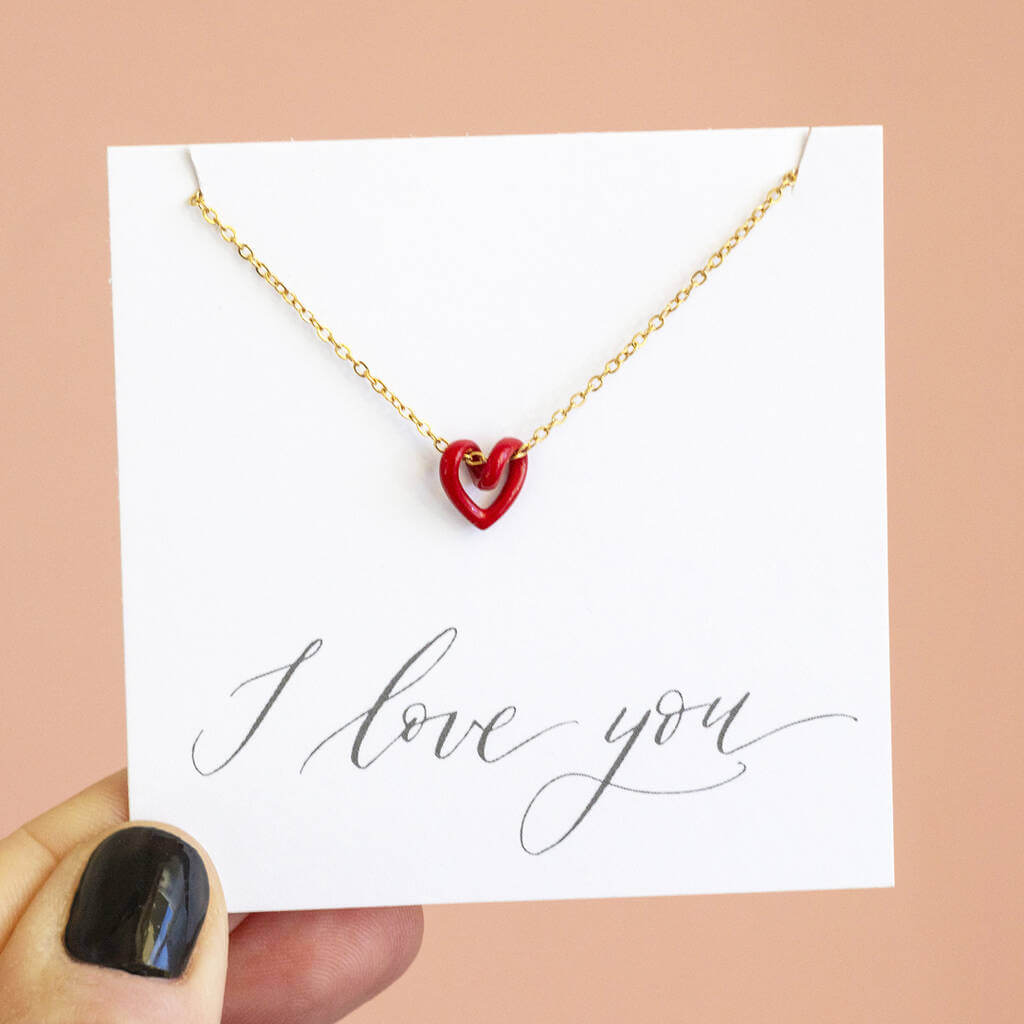 Joy by Corrine Smith Floating Heart Halskette Gold Rot 40cm