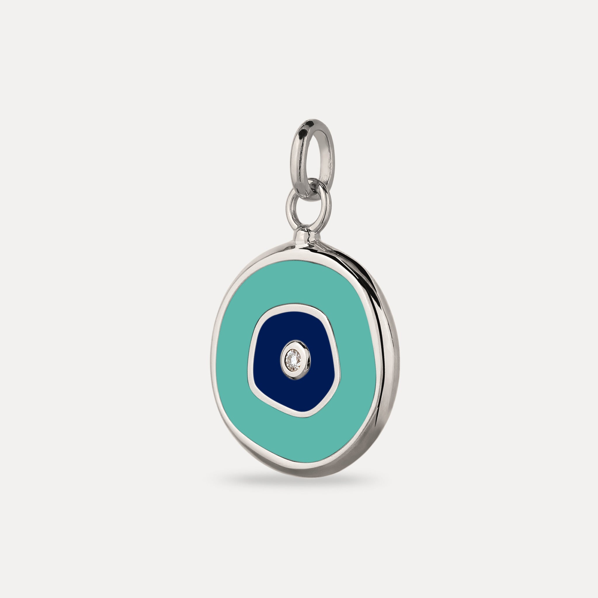 Stilnest Weißer Saphir Evil Eye Anhänger Türkis Gold Vermeil