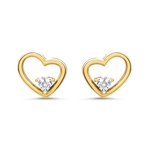 JEWLIX SE1073 Herz Ohrstecker Gold 925 Silber Zirkonia