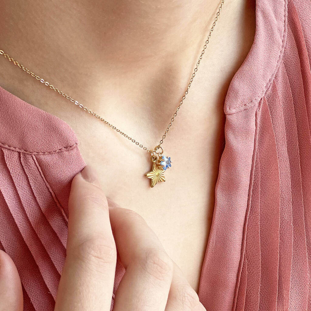 Joy by Corrine Smith Star Charm Halskette Gold Stern Geburtsstein