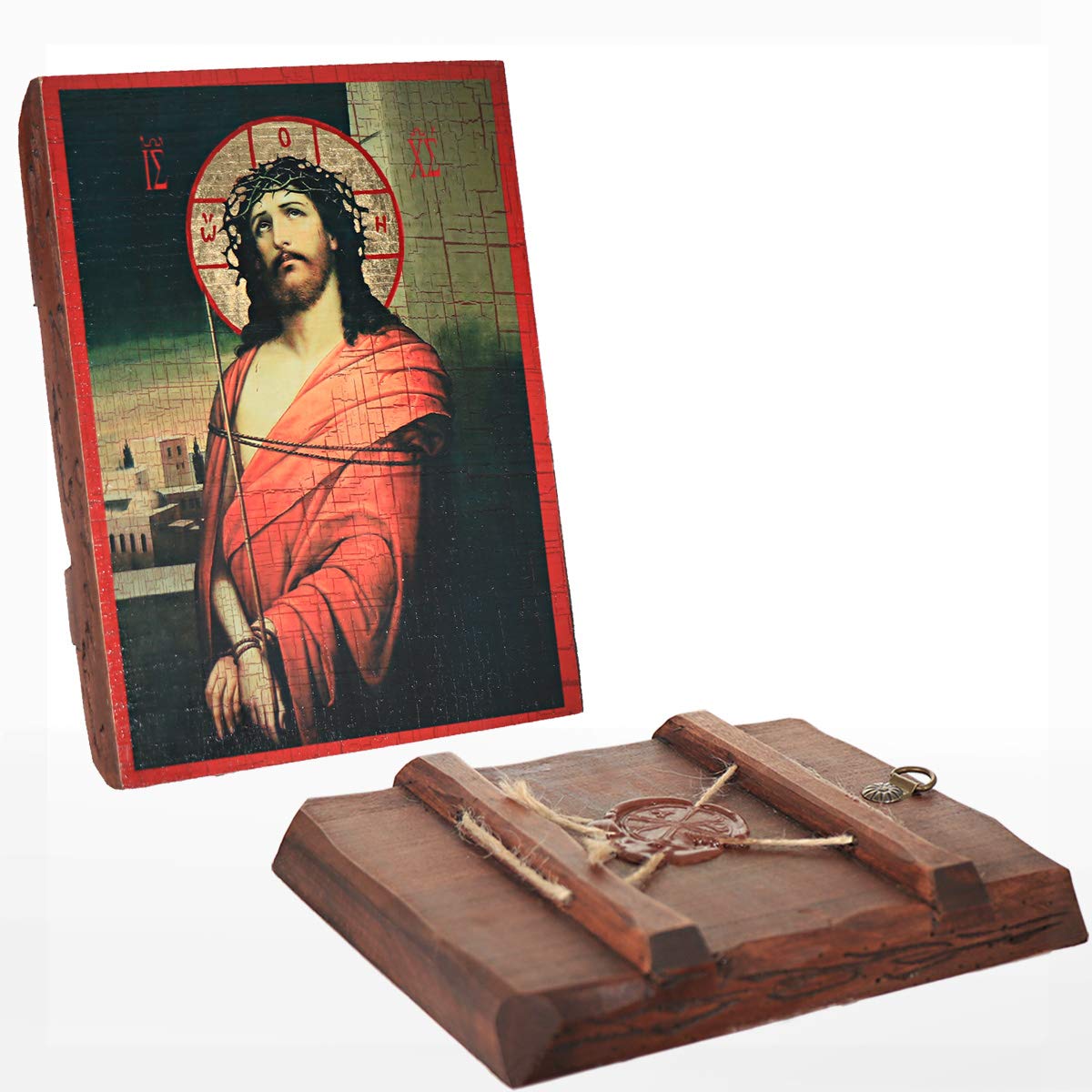 NKlaus Jesus Christus Holz Ikone 16x12,5cm versiegelt