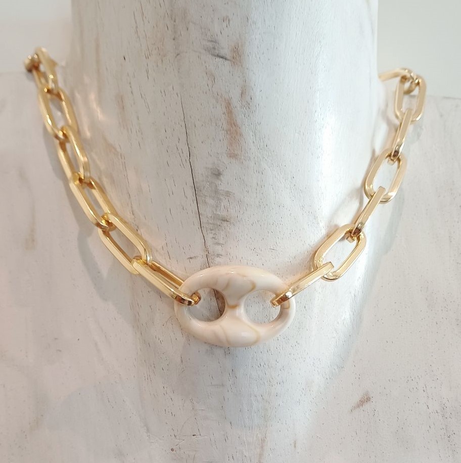 Alevá Bijoux Veronica Halskette Gold Elfenbein Knoten