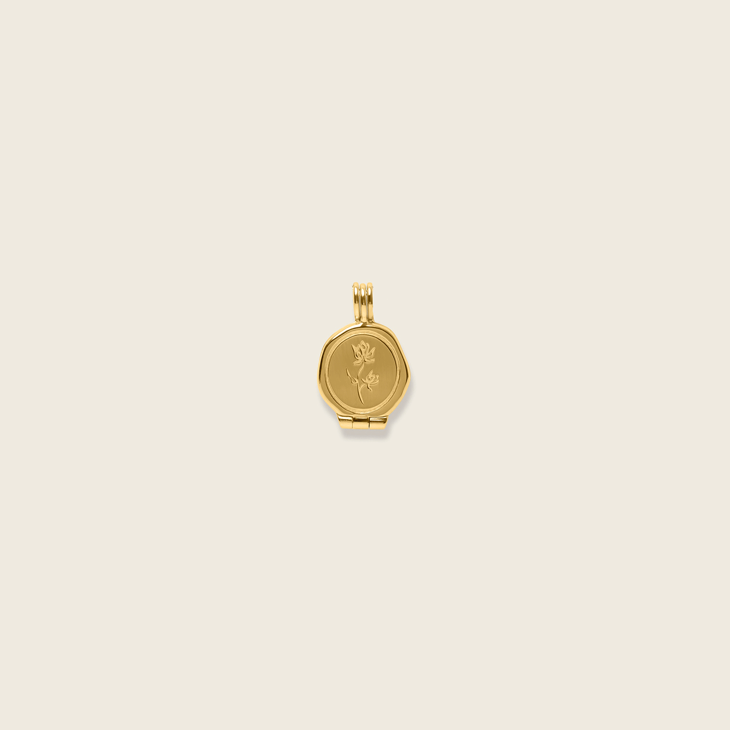 Stilnest Floral Seal Medaillon Anhänger Gold Vermeil gravierbar