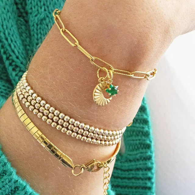 JOY by Corrine Smith Moon Charm Armband Gold Stern Geburtsstein