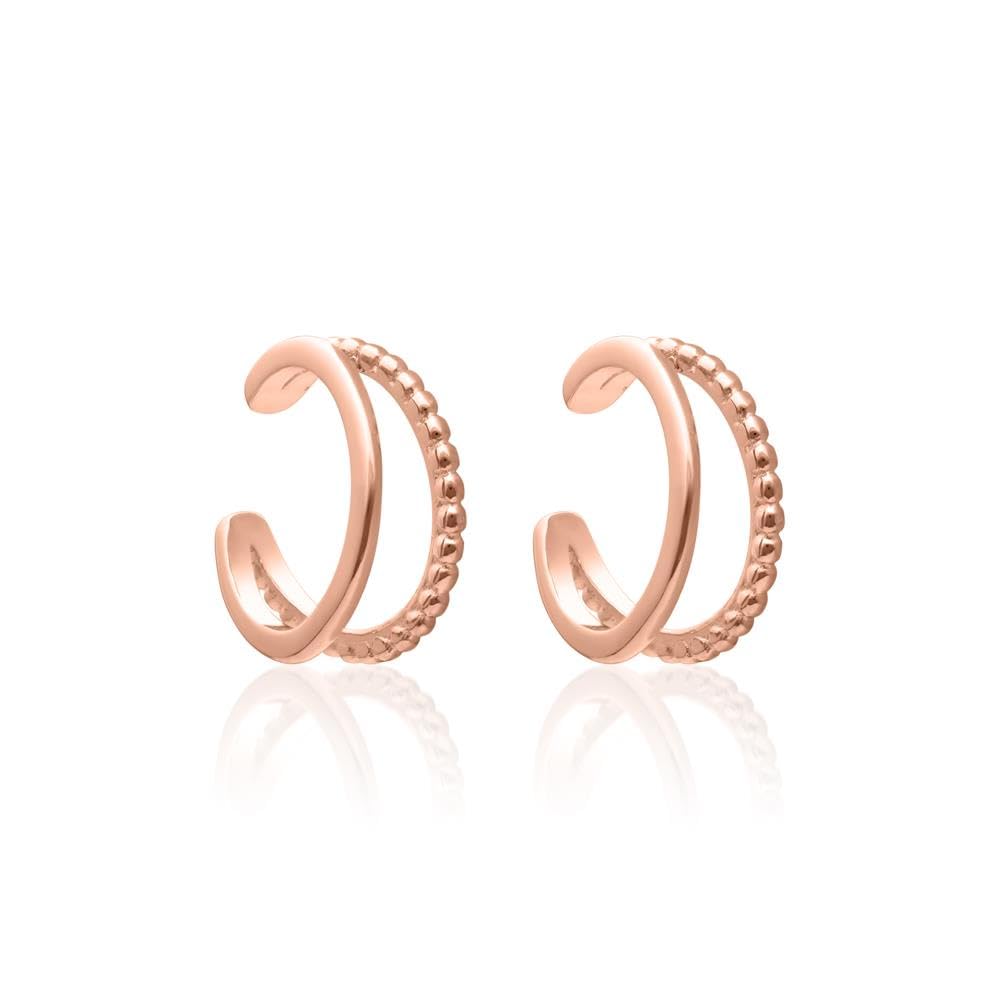 JEWLIX Ohrstecker Ear Cuffs Zweireihig Rosé 925 Silber Paar