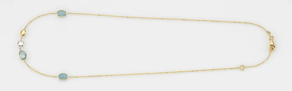 Eugen Rühle Collier Blautopas Aquamarin Halskette 585 Gold