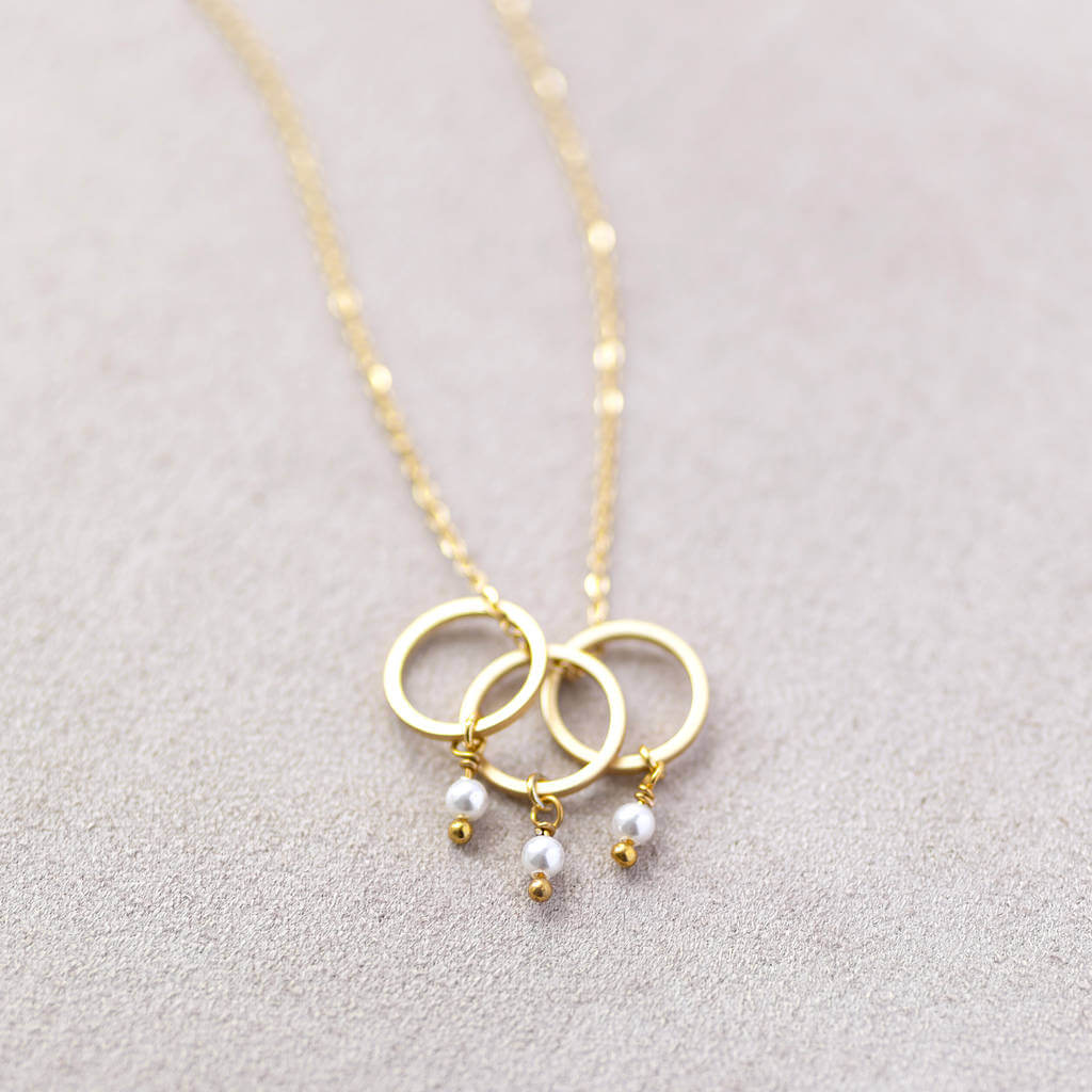 Joy by Corrine Smith Triple Pearl Halskette Gold Swarovski